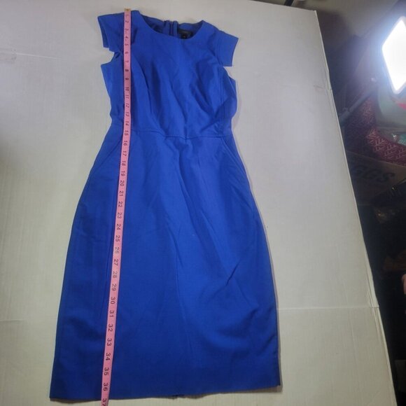 J.Crew Women Wool Blend Sheath Dress Royal Blue Cap Sleeve Size 00 - Picture 3 of 8